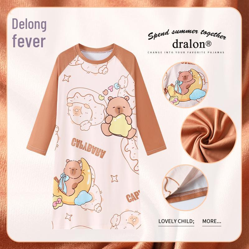 Roztomilý dětský fleecový noční košile na podzim a zimu - Teplé pyžamo s dlouhým rukávem pro dívky