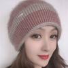 Womens Fashionable Double Pile Knitted Hat With No Brim Warm Headwear For Cold Seasons