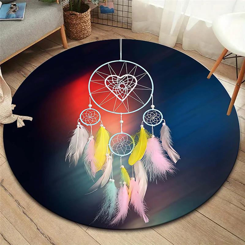 Dreamcatcher Round Area Rug,Carpet Rug for Living Room Bedroom Sofa Playroom Decor,Non-slip Floor Mat