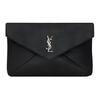 Silver Logo Front Flap Grainy Lambskin Envelope Clutch Bag Large Men Clutch Black 778181-AACIA-1000