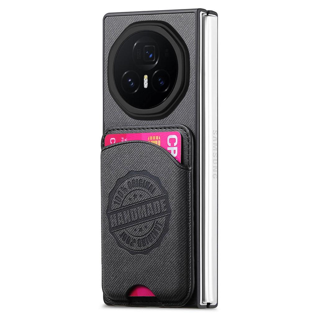 For Honor Magic V3 5G Case Compatible with MagSafe Denim Texture Leather Back Cover with Card Bag