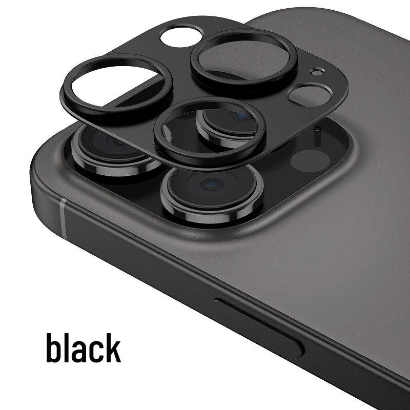 Compatible Apple iPhone 16 Pro Max Frosted Aluminum Lens Film Armor with Hollowed-Out Metal Sticker