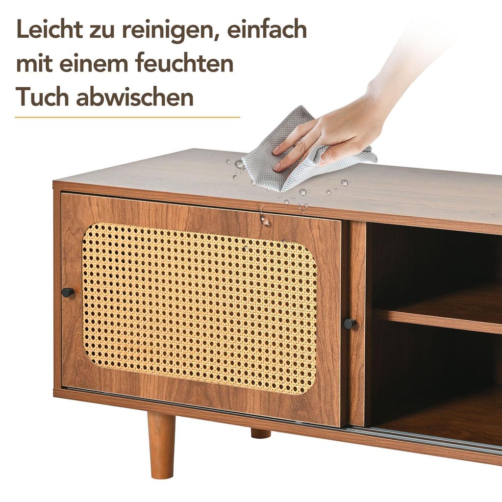Schuhschrank 2 Türen verstellbare Ablage, Schuhregal Flur, Diele, Wohnzimmer, Schlafzimmer, Holzmöbel, Landhausstil, 104 x 40 x 48 cm, Nussbaum