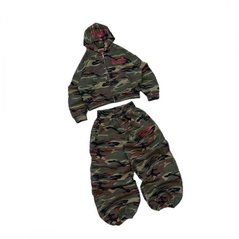 Vintage Camo Hoodie Mens Long Sleeve Pullover Streetwear Casual Sweatshirt