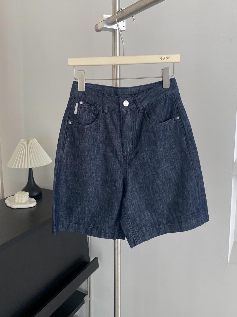 

GAGD Women s Retro Denim Mid-Length 5-Point Shorts, Summer Thin, Simple Straight Fit, Size 25 L