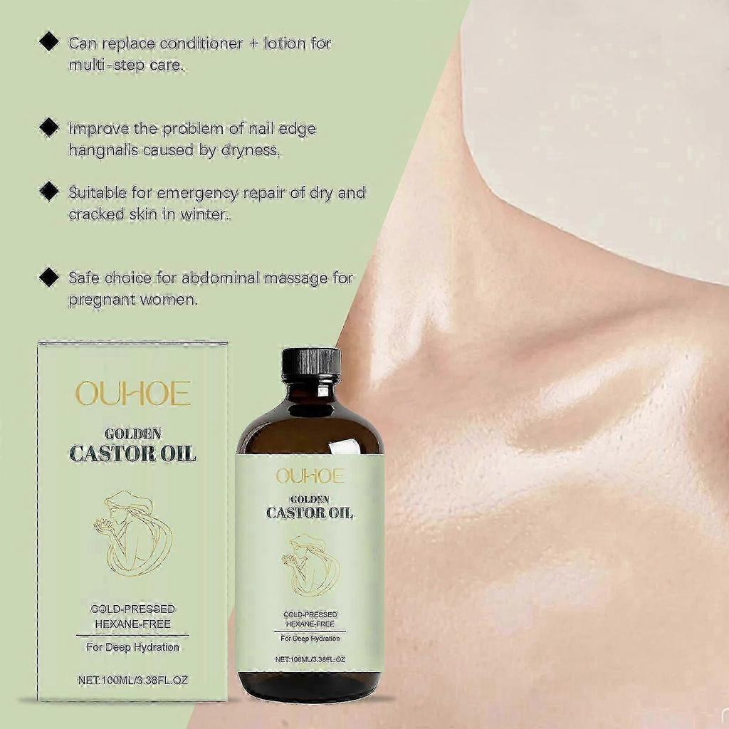 Organic Castor Oil Cold-Pressed, Hexane-Free, Promotes Hair Growth, Eyelash & Eyebrow Enhancement | Skin & Scalp Moisturizer-yc