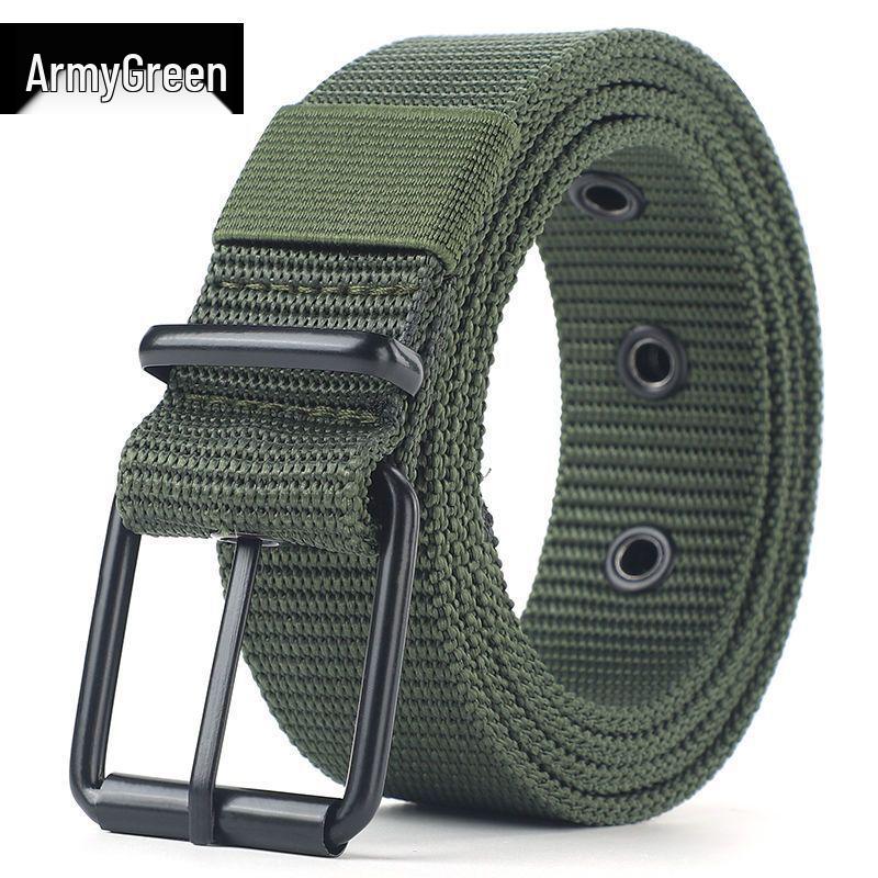

Men s Woven Leather Pin Buckle Tactical Belt - Nylon, Breathable, for Outdoor Use & Military Training 120 cm зелений