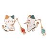 Decoration Friend Gift Jewelry Accessories Cat Brooch Cat Fishing Brooch Badge Pin Enamel Brooch