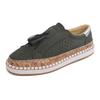 Large size women's shoes 2026 summer new retro round head elastic hollow single shoes casual tassel flat baseplate shoes