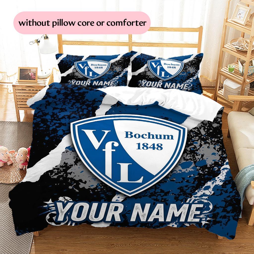 Custom Name VfL Bochum Pattern Bedding Quilt Set Home Decoration Gift (1 * duvet cover + 2 * pillowcase without core)