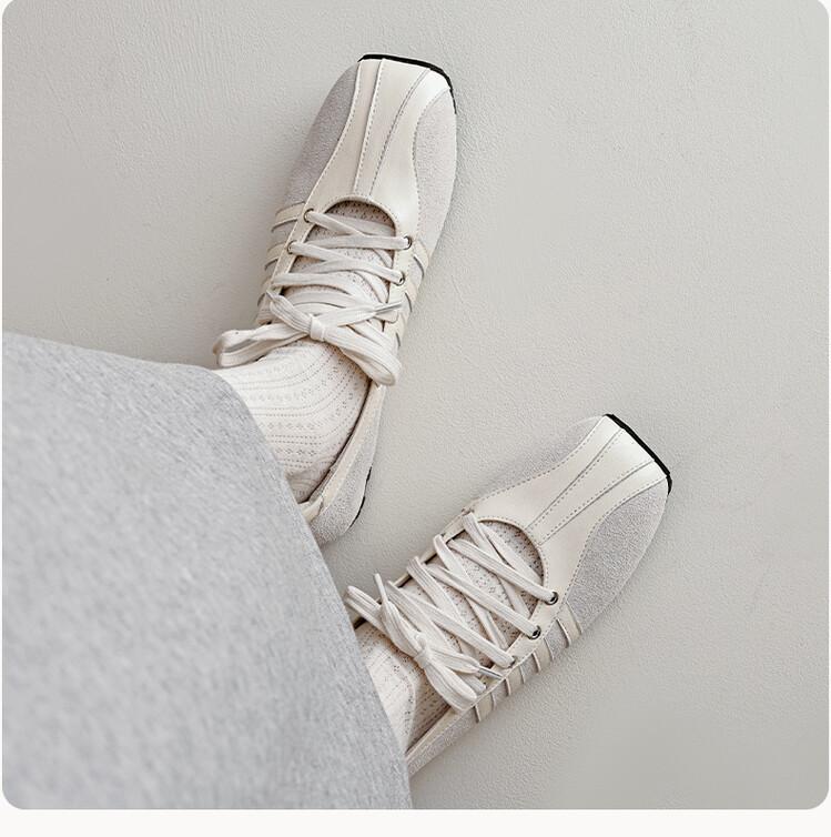 Dongdaemun popular recommendation~ leather lace-up sports shoes 2025 autumn new lightweight Mary Jane shoes