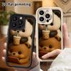 Phone Case: 2D Flat Design Suitable for iPhone 18 17 16 15 14 13 Pro Tiered Protective Case, Little Bear Playing On the Phone, Christmas and Halloween