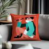 Fashion PPeople Living In a Frameful Cushion Cover Antidustmite Pillowcase Invisible Zipper Silky Short Plush Sofa CushionCover