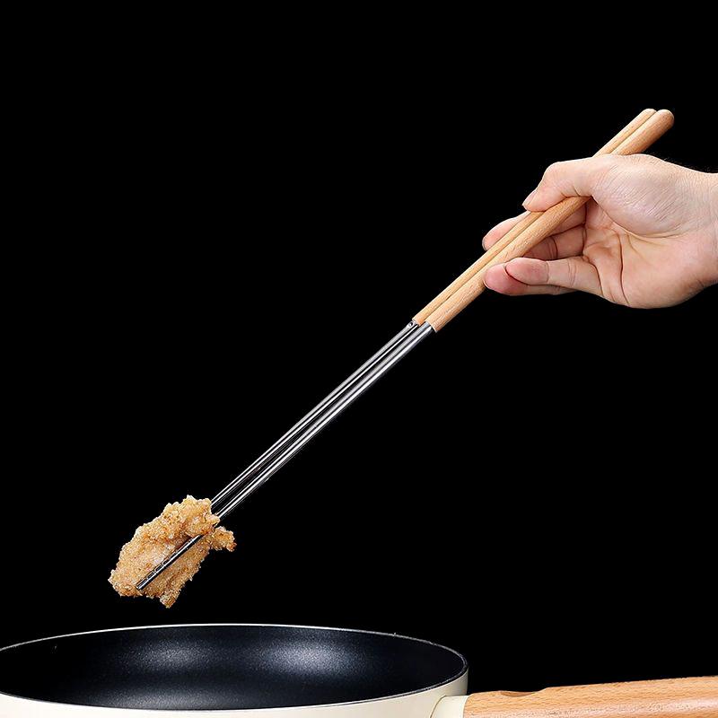 Stainless Steel Chopsticks Long Chopsticks Cook Noodles Deep Fried  Pot Chinese Chopsticks Reusable Metal Chopstick Tableware