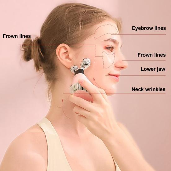 Microcurrent Facial Roller V-Shape Massager for Anti-Aging & Lymphatic Drainage Rechargeable Skin Tightening Device