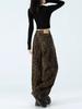 Braune Leopard Jeans Damen Denim Hosen Damen Übergröße Weitbeinige Hosen Streetwear Hip Hop Vintage Kleidung Locker Lässig