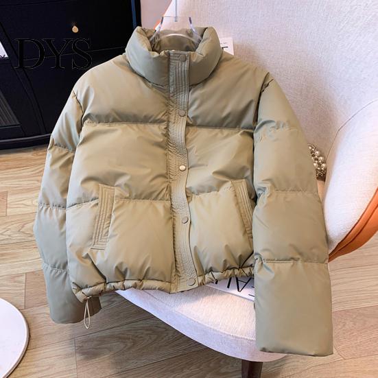 Women Daily Coat Winter Down Thickened Padded Stand Collar Pockets Single-breasted Windproof Zipper Closure Long Sleeves Heat Retention Warm