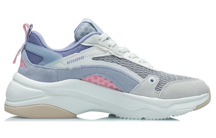 Li Ning Cushioning Slip Resistant Abrasion Resistant Low Top Casual Shoes Women's Gray White AGCR326-3