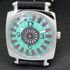 VINTAGE HAND-WINDING SWISS POKER FACE MENS REFURBISHED SEA GREEN WATCH A700946-5 R205a-a700946