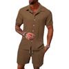 Summer Men's Solid Color Comfortable Casual Shirt Short Sleeved Beach Pants Set