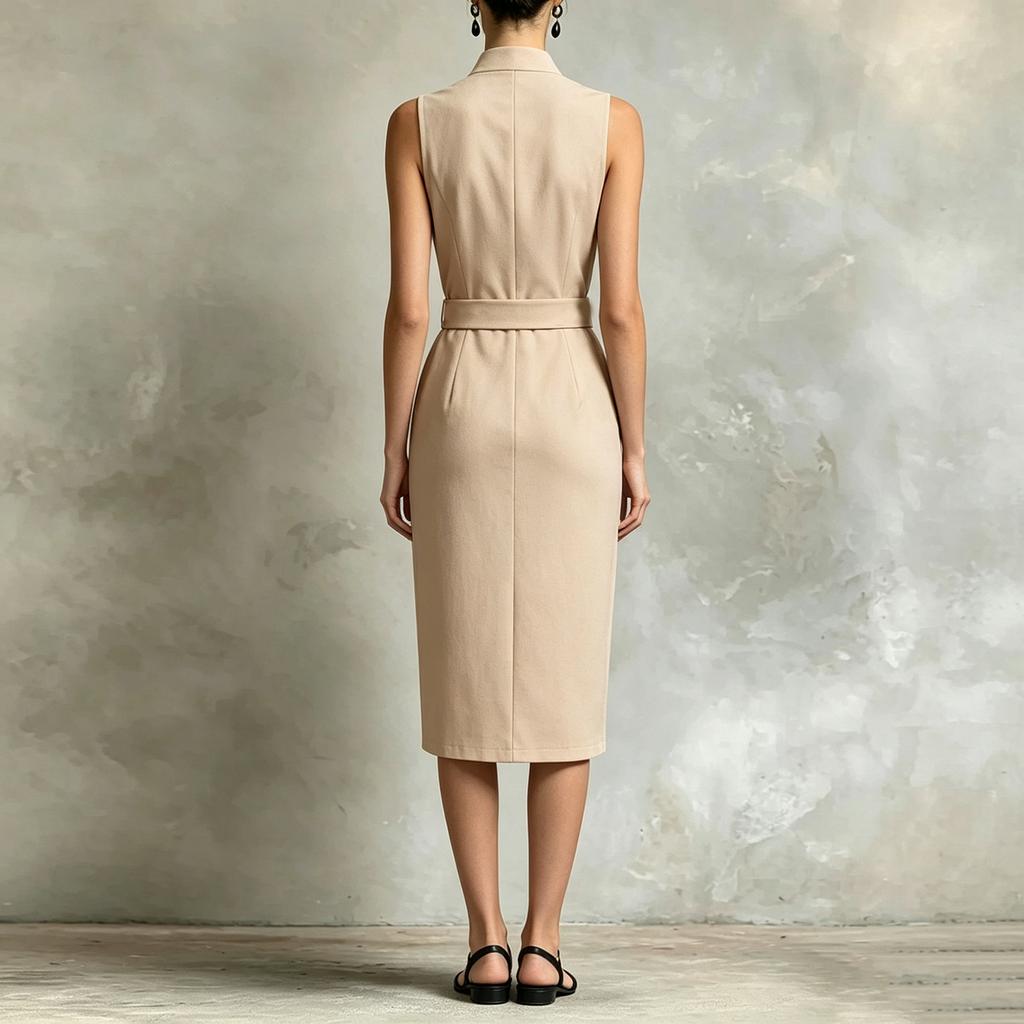 Women's Sleeveless Dress with Pockets and Belt, Casual Summer Outfit