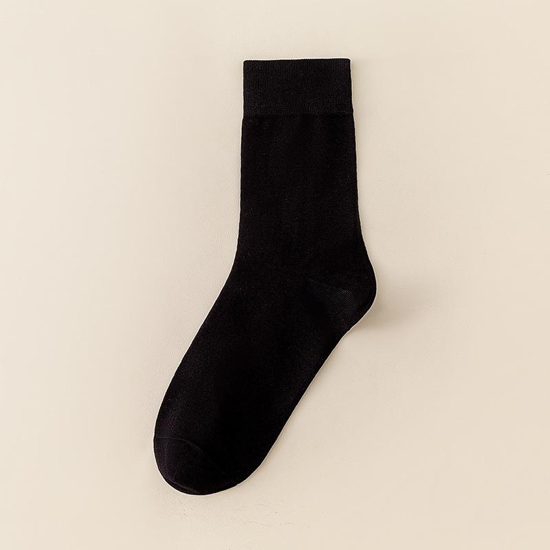 Socks Men's Mid-calf Socks Cotton Anti-odour Sweat Autumn and Winter Boneless Solid Colour Stockings Large Size Men's Business Socks