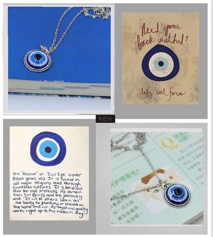 Vinatge Turc Blue Evil Eye Pandantiv Colier Amulet Lucky CharmJewerly