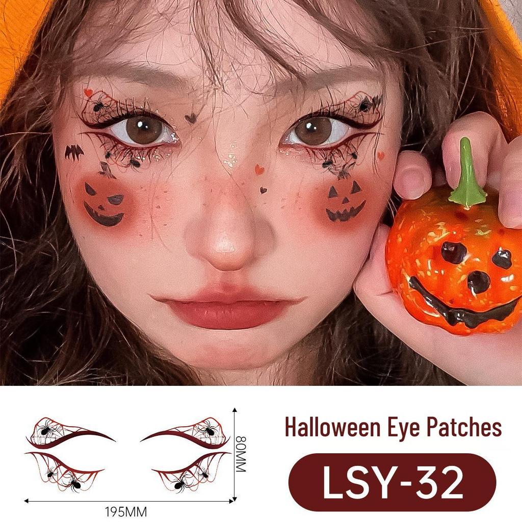 Scary Halloween Temporary Tattoo Stickers: Pumpkin, Spider Web & Eye Designs