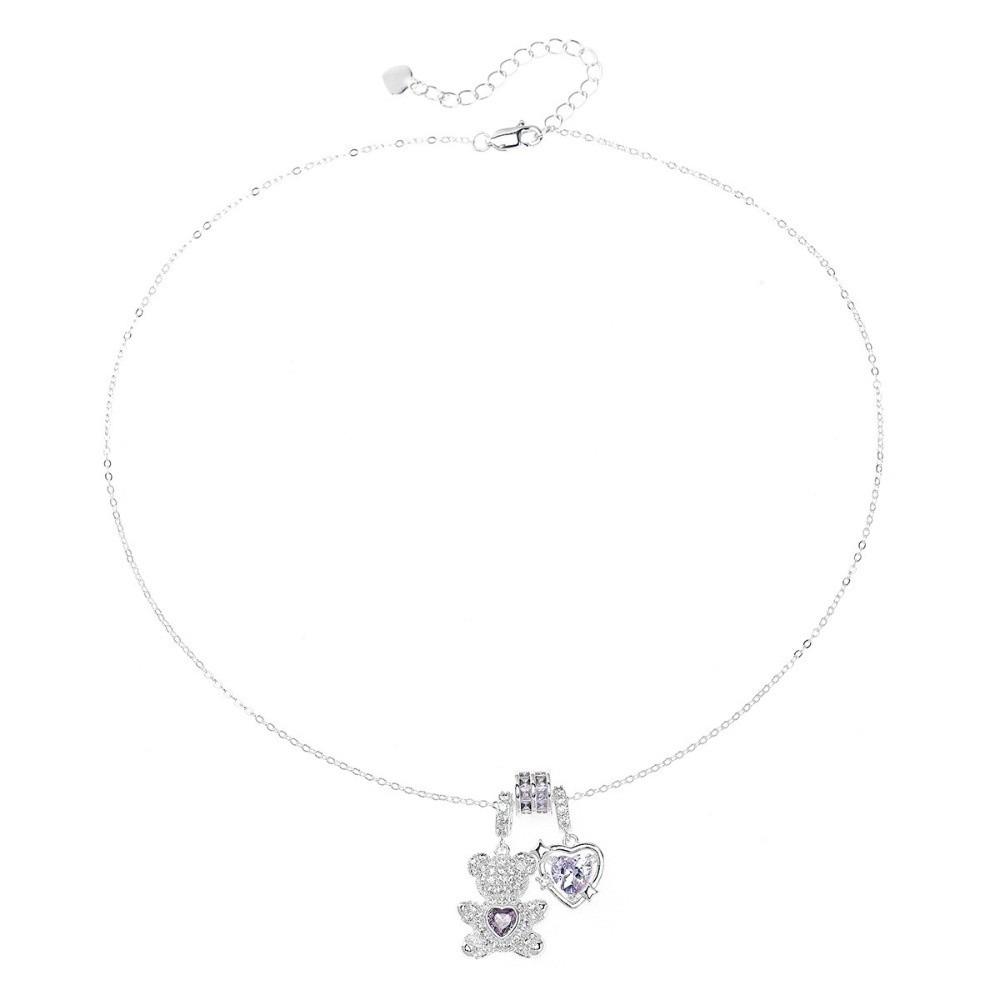 Metal Pendant Necklace Heart Shaped Collarbone Chain New Heart Bear Necklace Party Occasions