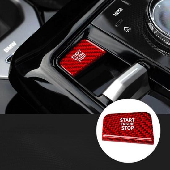 Hard Carbon Fiber Car Central Engine Start Button Sticker For BMW 5 7 2024 2025