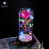 Rose Flower Preserved in Glass Dome with Night Light - Mother's Day or Birthday Gift Ornament