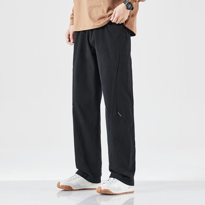 Autumn and winter old money style loose men's dad pants loose cotton wide-leg pants straight A-word pants