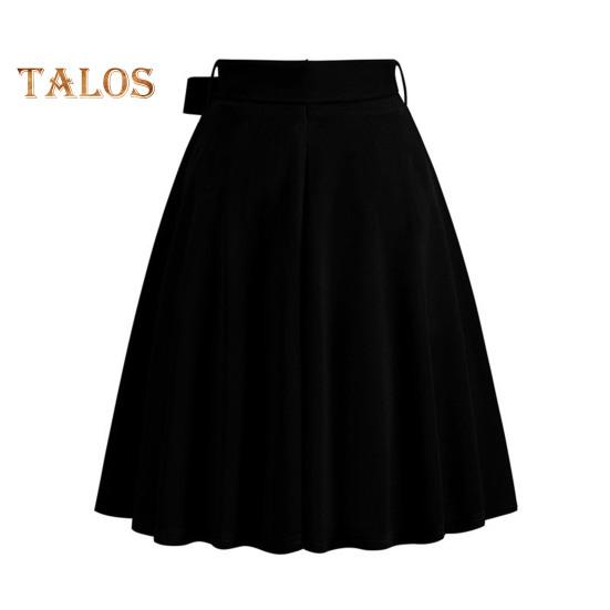 Women Mini Skirt High Waist Lace-up Bowknot Decor Short Skirt Solid Color A-Line Skate Skirt Leisure Daily Wear