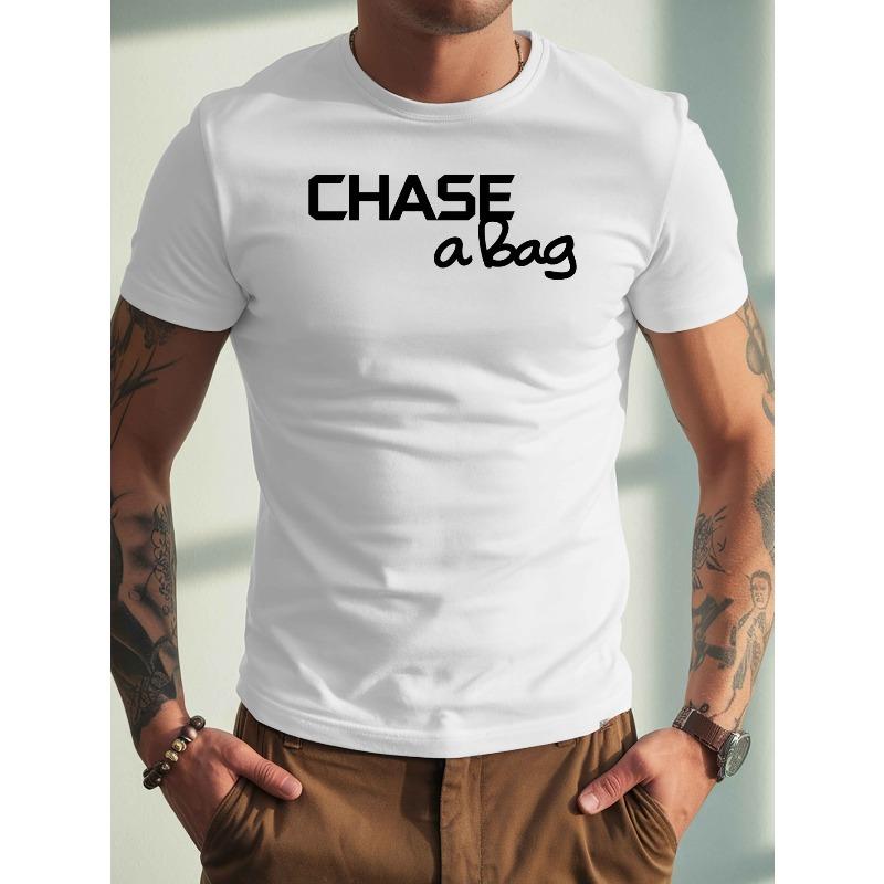

Европейский размер Chase A Bag Мужские футболки с коротким рукавом для лета, Стильные и модные мужские майки с принтами, Повседневные топы с круглым вырезом S белый