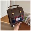 Simple Fashion Tweed Small Square Bag Checkered Magnetic Buckle Versatile Handbag Daily Commuter Shoulder Bag PU Material