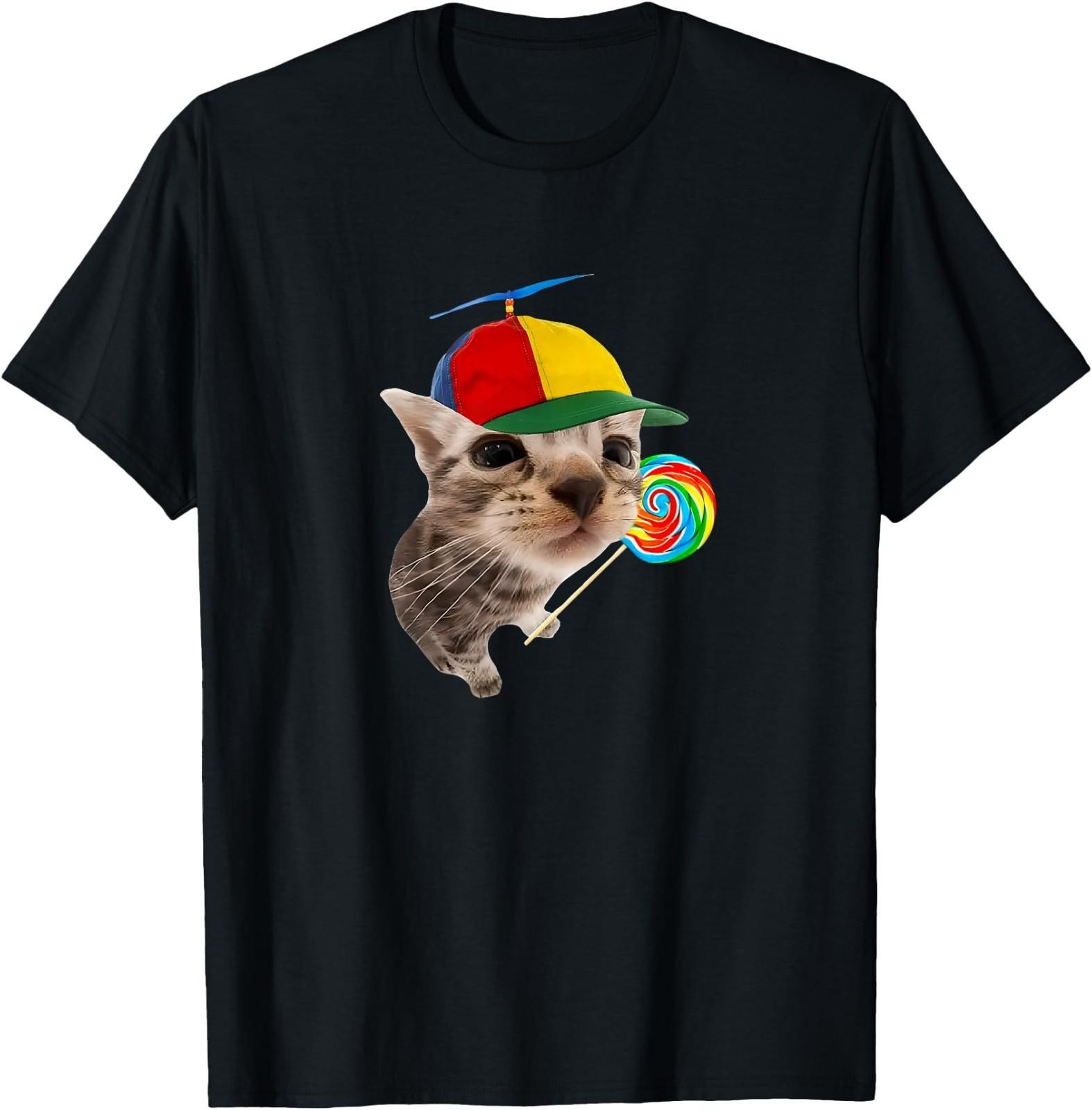 Silly Cat with Lollipop Meme T-Shirt S