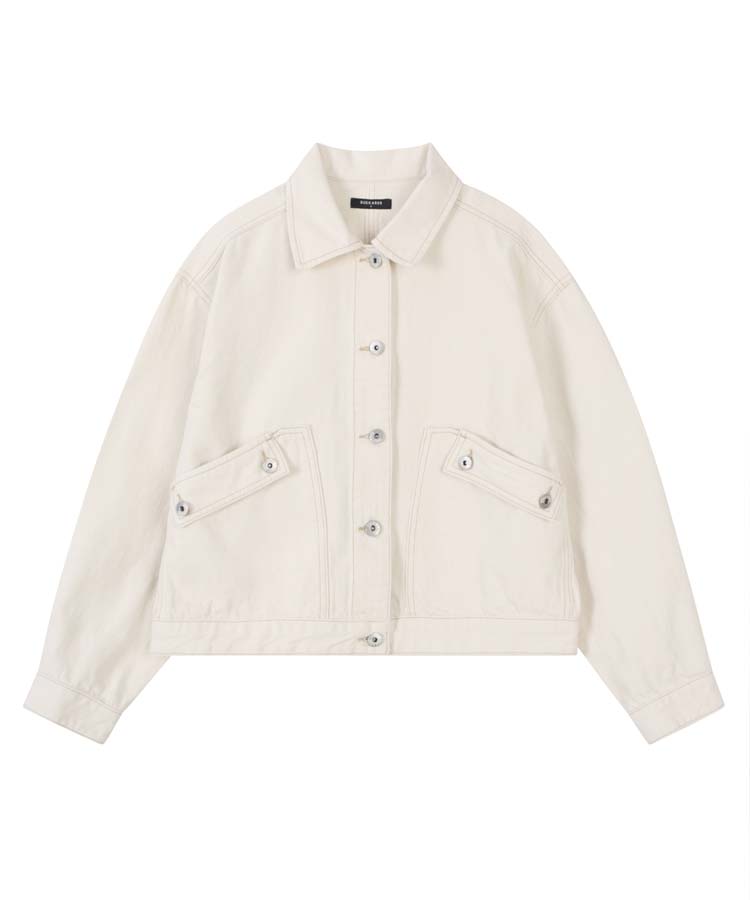 Buckaroo Women'S Collared Denim Trucker Two-Pocket Jacket Ivory