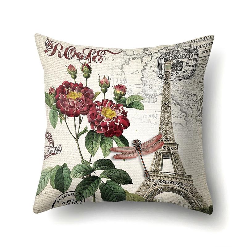 Polyester Pillowcase Automobile Decoration Retro Print Pillowcase Waist Cushion Cover Tower Bedside Cushion Cover