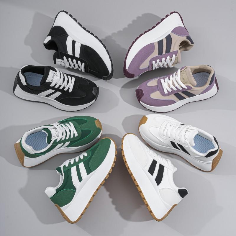 Damen Sommer Netz-Sneaker - Atmungsaktive Schnürschuhe mit dicker Sohle zum Gehen, Runde Zehenpartie, Leichte Sportschuhe