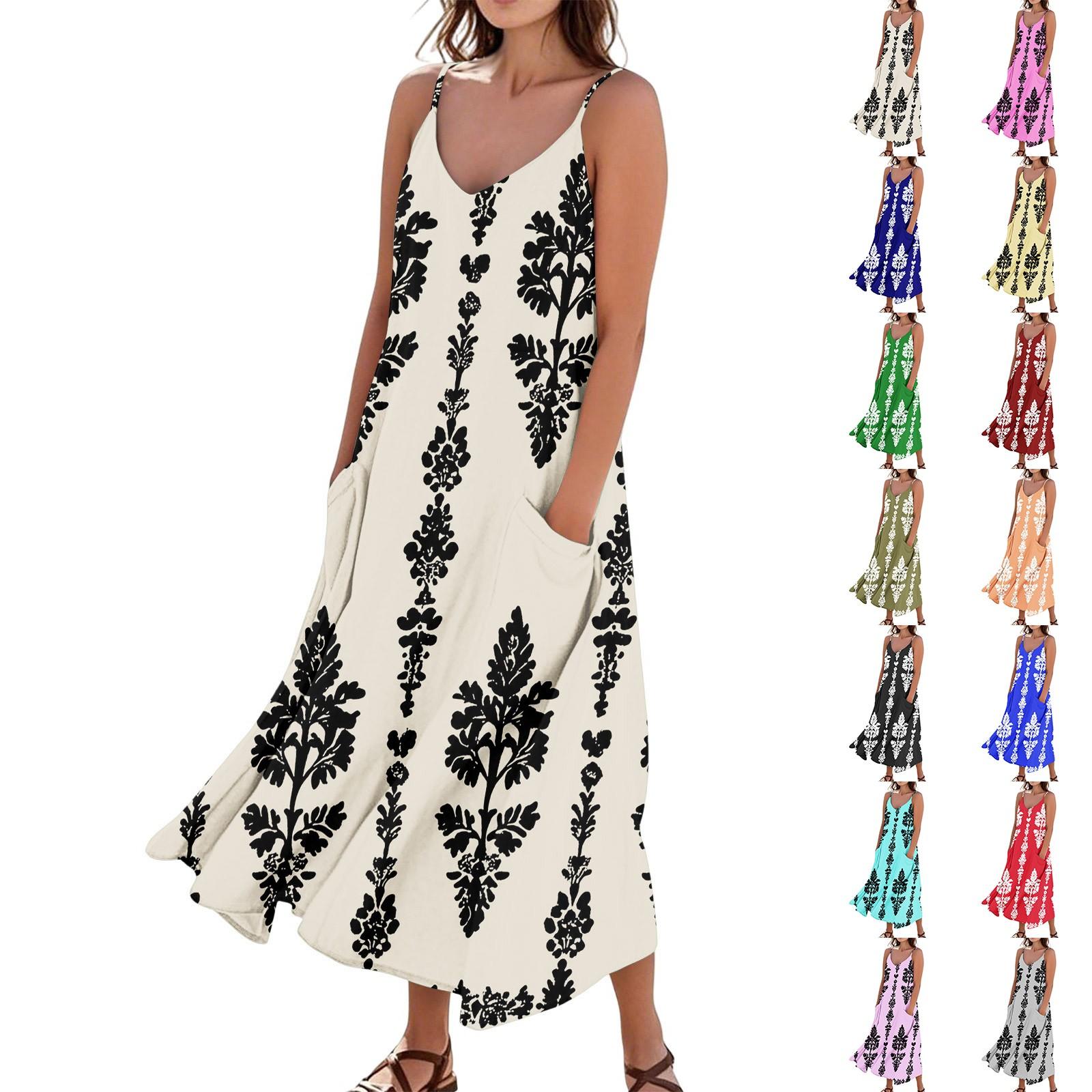 

Women s Summer Dress Casual Loose Long Beach Vacation Dresses XL чорний