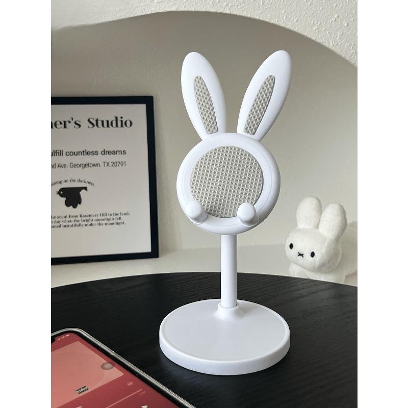 1pc Cute Rabbit Shape Multi-Function Adjustable Phone Stand, Extendable Slouchy Holder 1pc White