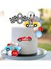 7Pcs Birthday Candles Set,Cake Numeral Candles,Racing Cars Themed Birthday Candles for Cake Candle Checkered Decoration