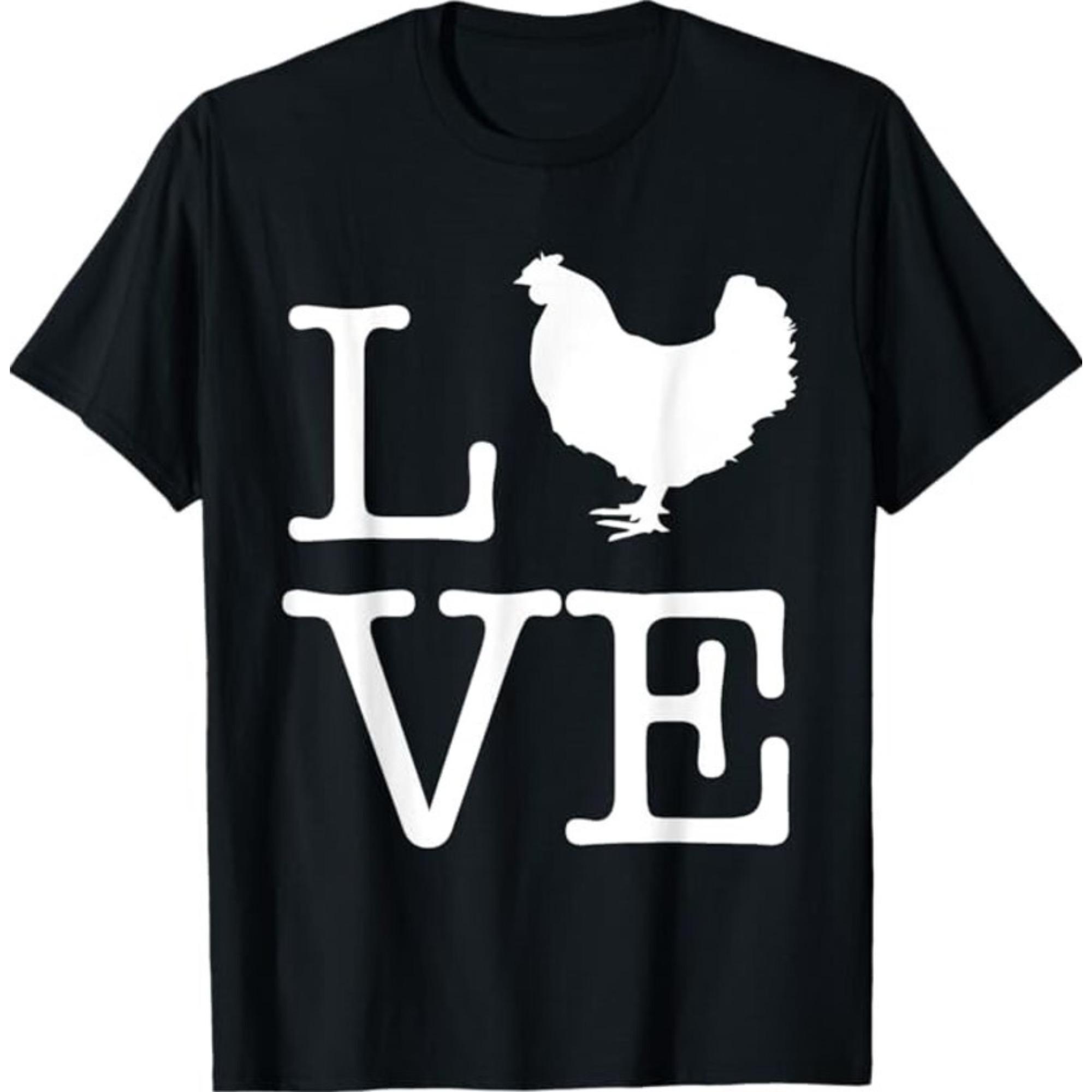 

Chicken Love T Shirt Funny Graphic Tee Farm Animal Lover Casual Top 4XL