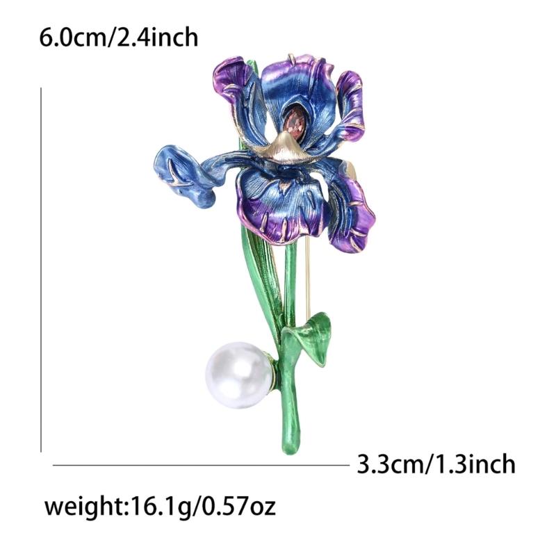 Vintage Irises Flower Brooch Elegant Enamel Jewelry Accessory For Women Men Casual Outfit Party Wear Gift