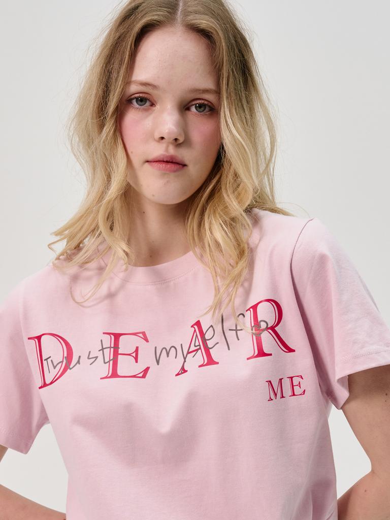 SORRY, TOO MUCH LOVE Dear Me Short Sleeve T-Shirt_Pink