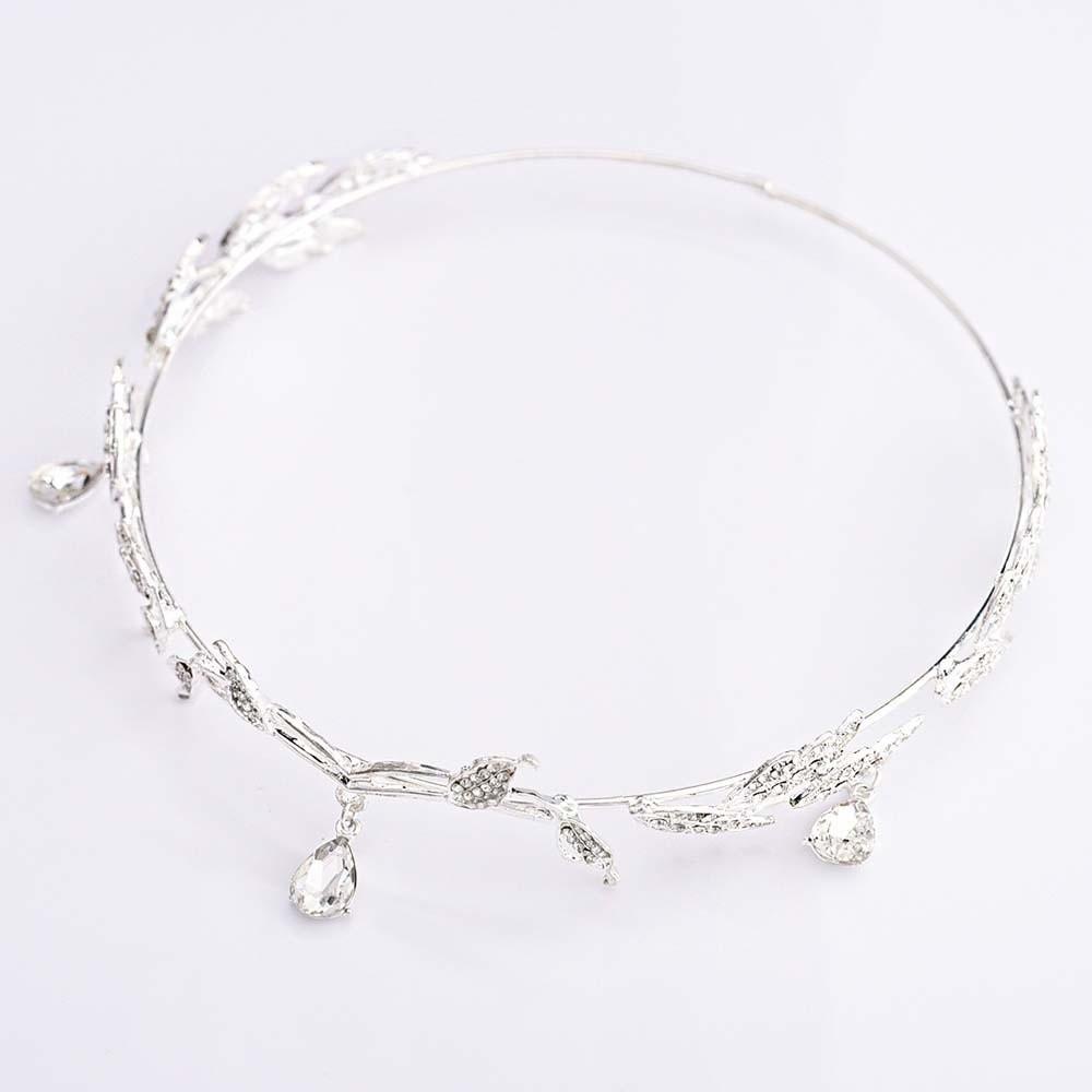 Leaf Design Crystal Forehead Accessory Exquisite Bride Shiny Hair Hoop  Girls