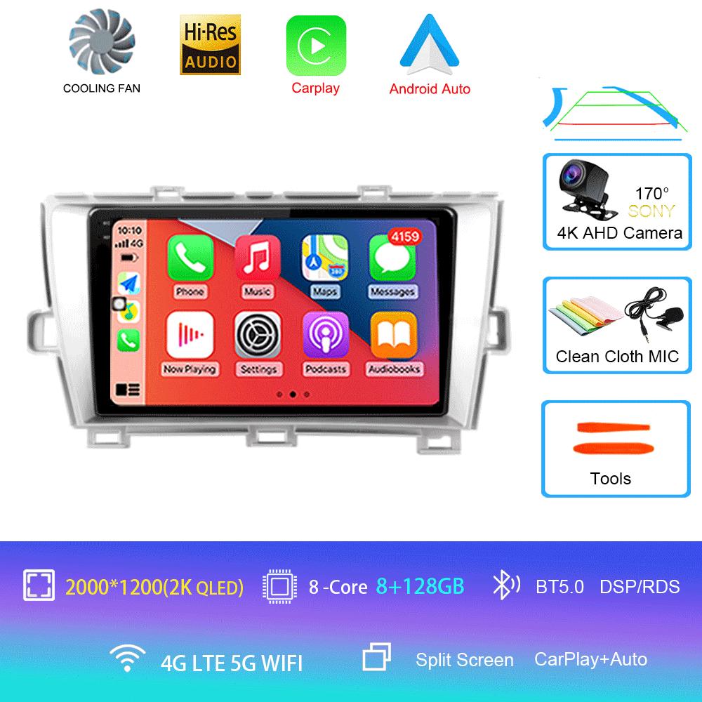 Car Radio Android 14 Carplay For Toyota Prius XW30 2009 2010 2011 - 2015 Navigation GPS Multimedia Player wifi+4G BT Auto 2 DIN