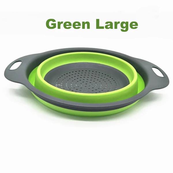 Collapsible Drainer with Handle, Foldable Silicone Colander, Fruit and Vegetable Washing Basket, Kitchen Tools Strainer