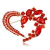 Rhinestone Heart Brooch for Women Flower Love Office Party Lapel Pins Gifts
