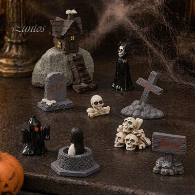 Halloween Aquarium Schmuck Miniature Harz Ornamente, Mikro Landschaft Schreibtisch Dekoration, Horror Party Tischdekoration Szenen Zubehör für Aquarium